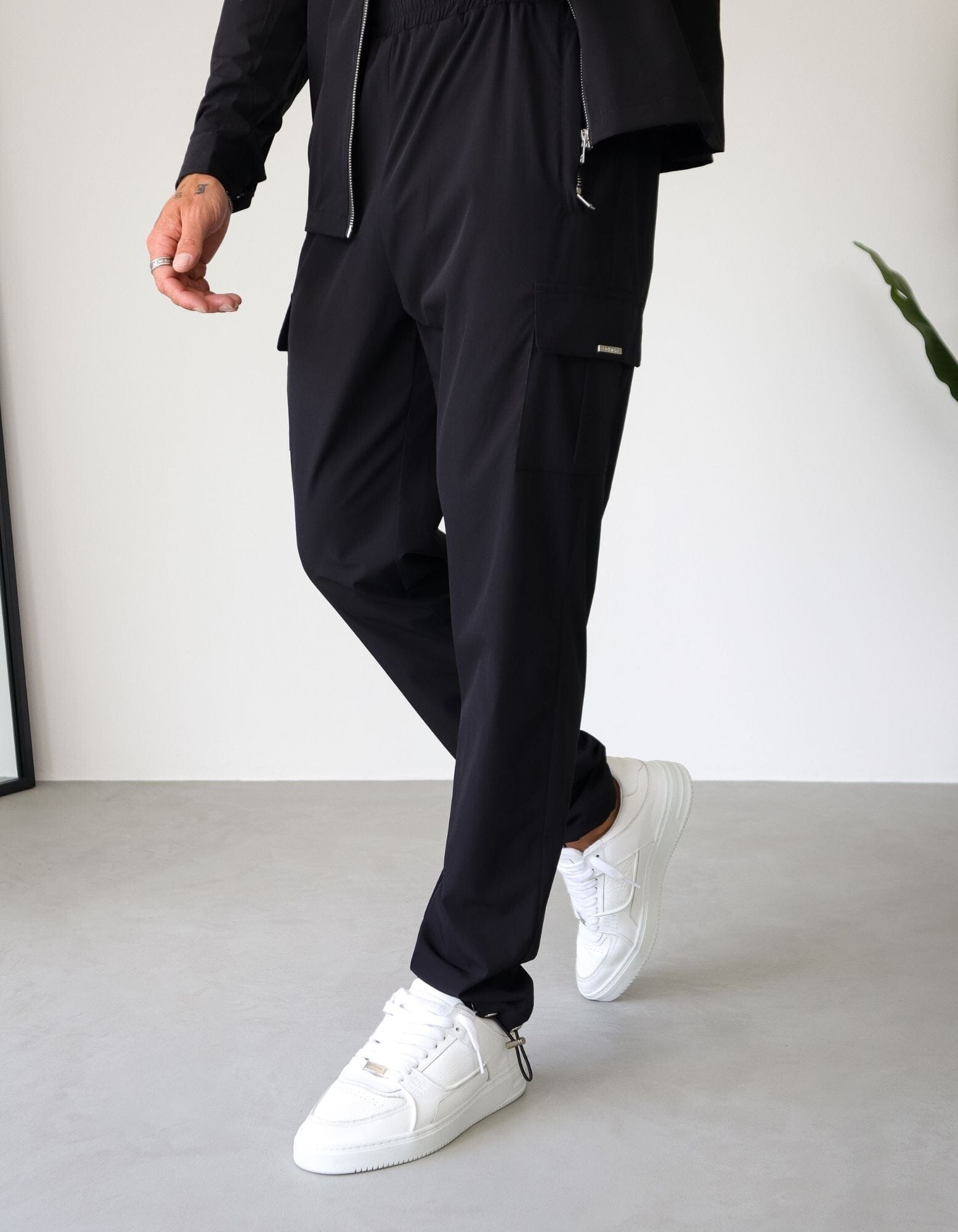 Black Woven Cargo Pant - Main Image