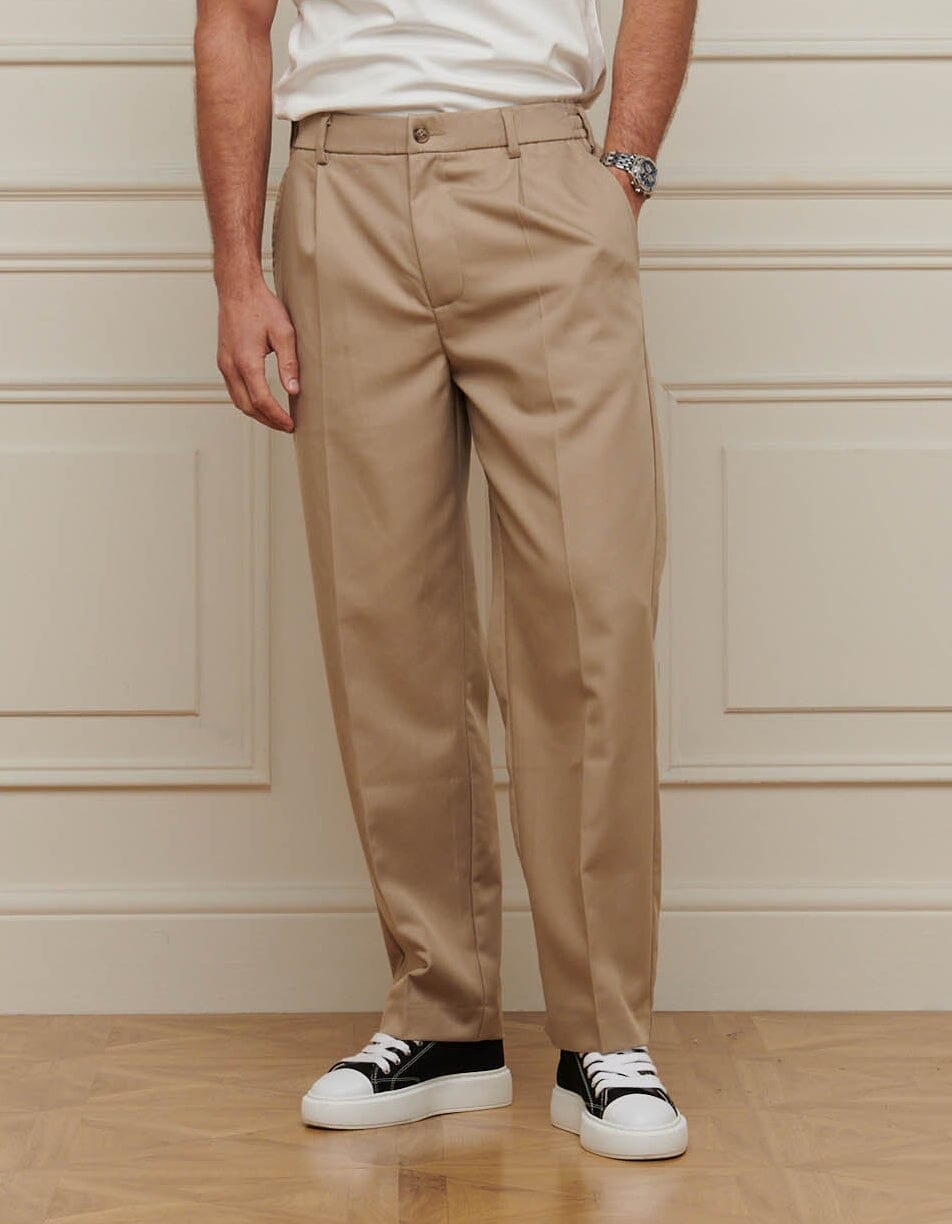 beige dress trousers BELIER - Men's Relaxed Fit Trouser | Smart for Men | Size - M Shoe Size:31 Dresses_Puff Sleeve rise fit 17th Birthday Dresses Short