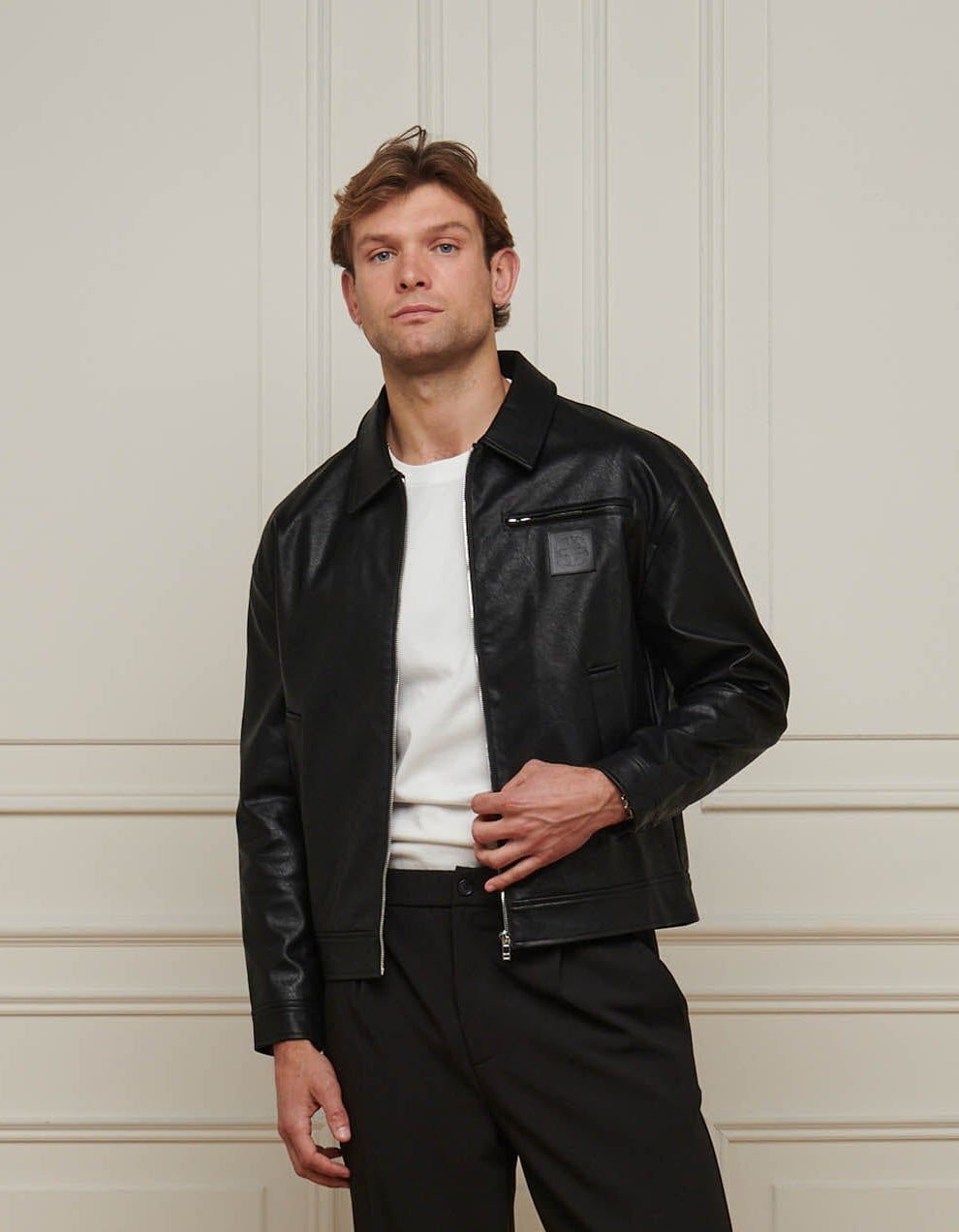 ジャケット・アウター AMERI LEATHER SHIRT JACKET レディース AMERI FAKE LEATHER SHIRT JACKET