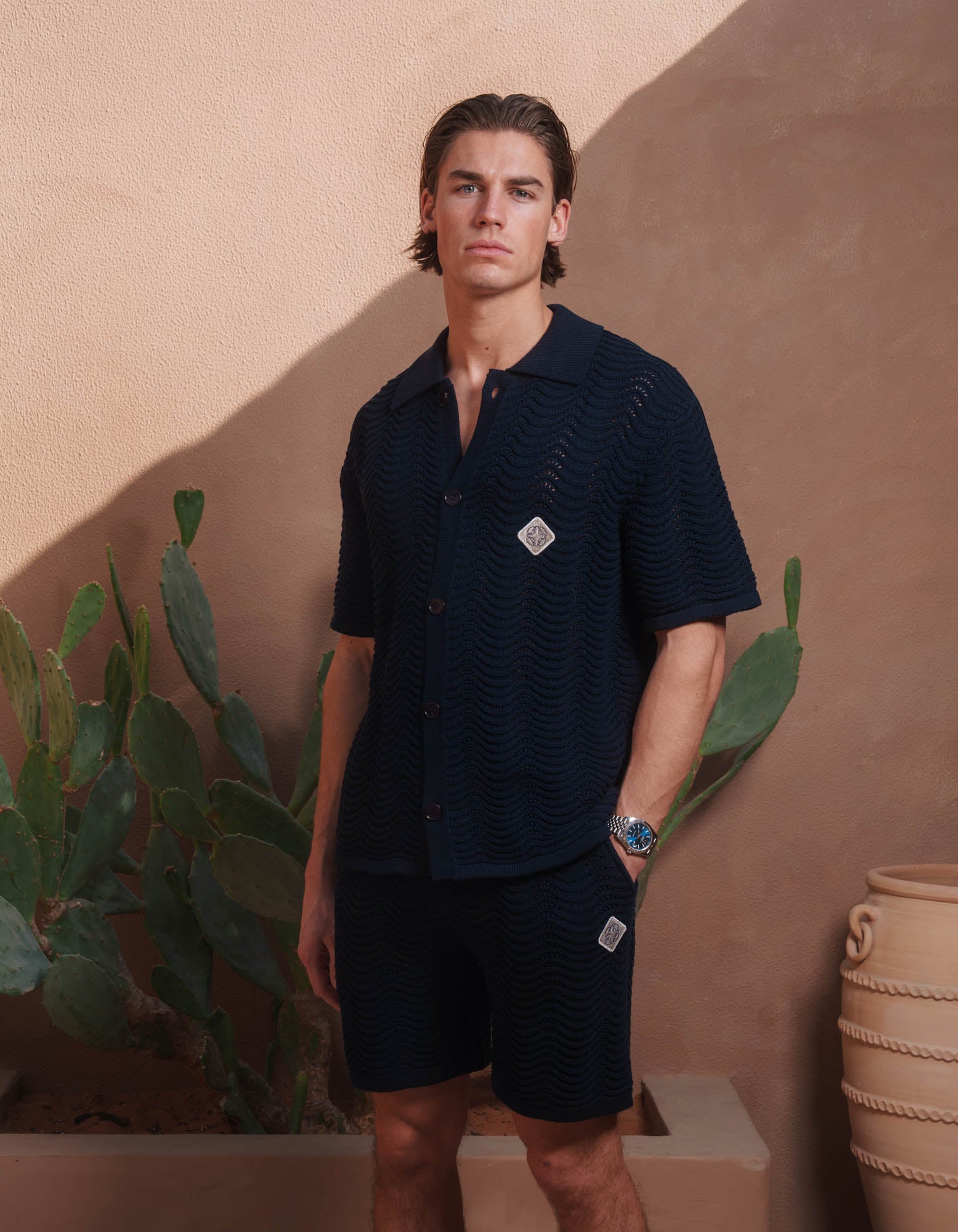 Men's Navy Ocean Crochet Shirts | Crochet Shirts for Men | Forever