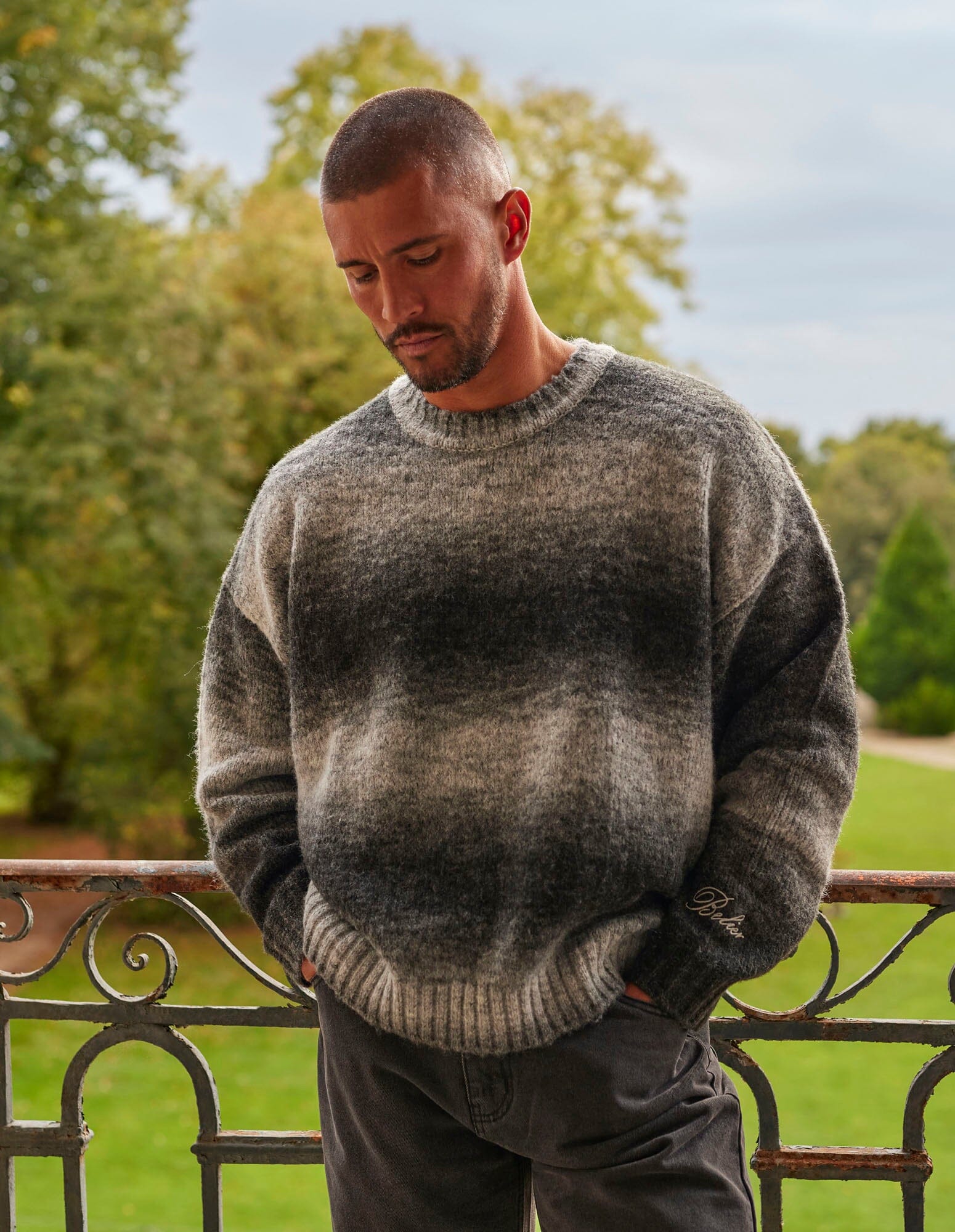 Oversized Men's Knitwear Sweaters Knit Jumper Ombre Mens