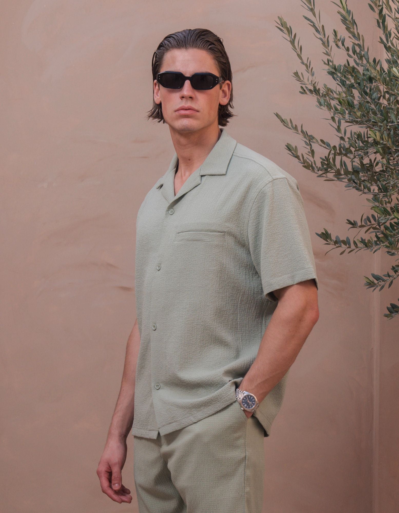 Hassan Seersucker S/S Shirt - Sage