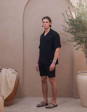 Hassan Seersucker S/S Shirt - Black