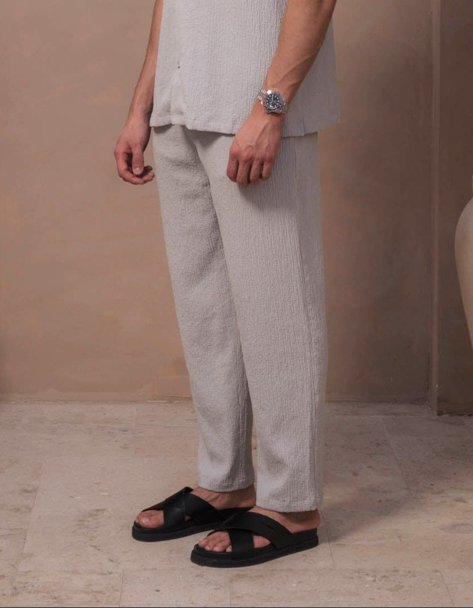 Hassan Seersucker Trouser - Grey
