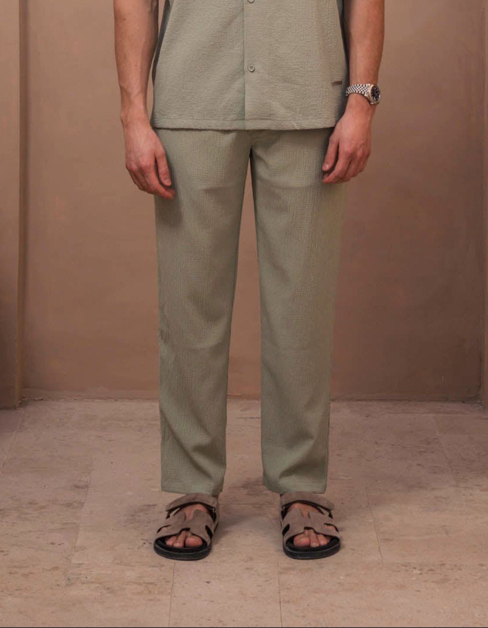 Hassan Seersucker Trouser - Sage