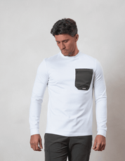 White/Khaki L/S Tech Pocket T-Shirt