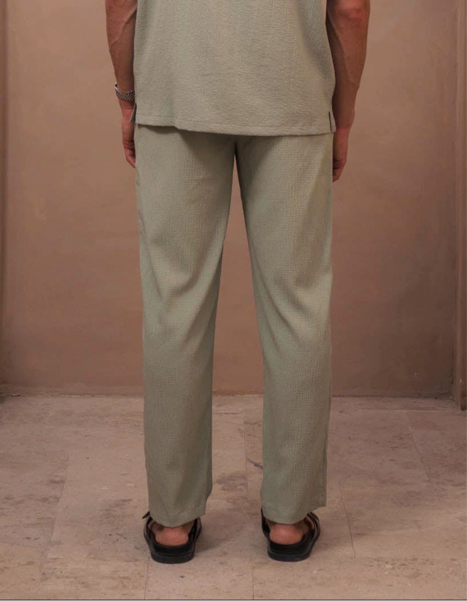 Hassan Seersucker Trouser - Sage