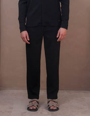 Hassan Seersucker Trouser - Black