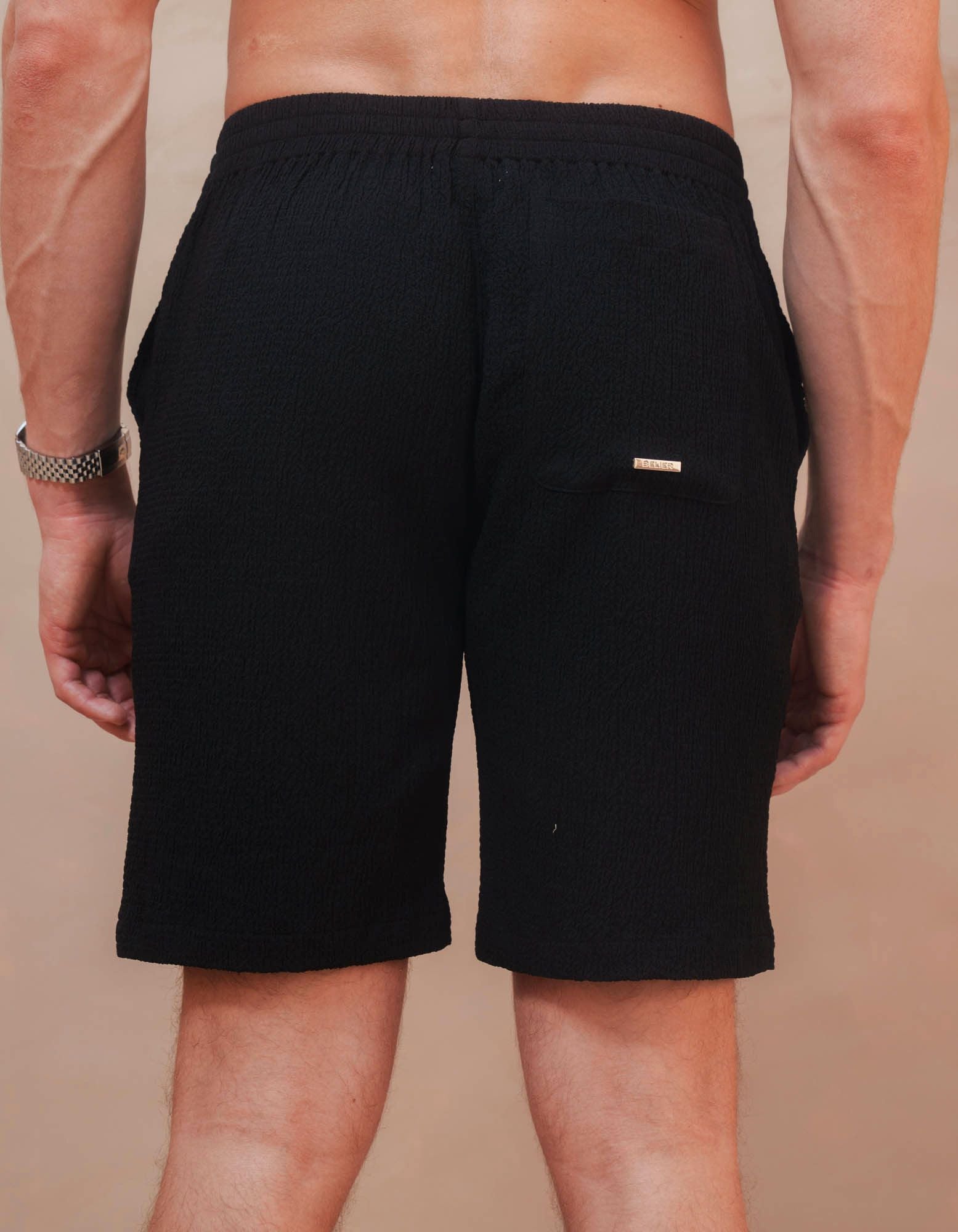 Hassan Seersucker Short - Black
