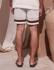 Tennis Crochet Short - White/Brown