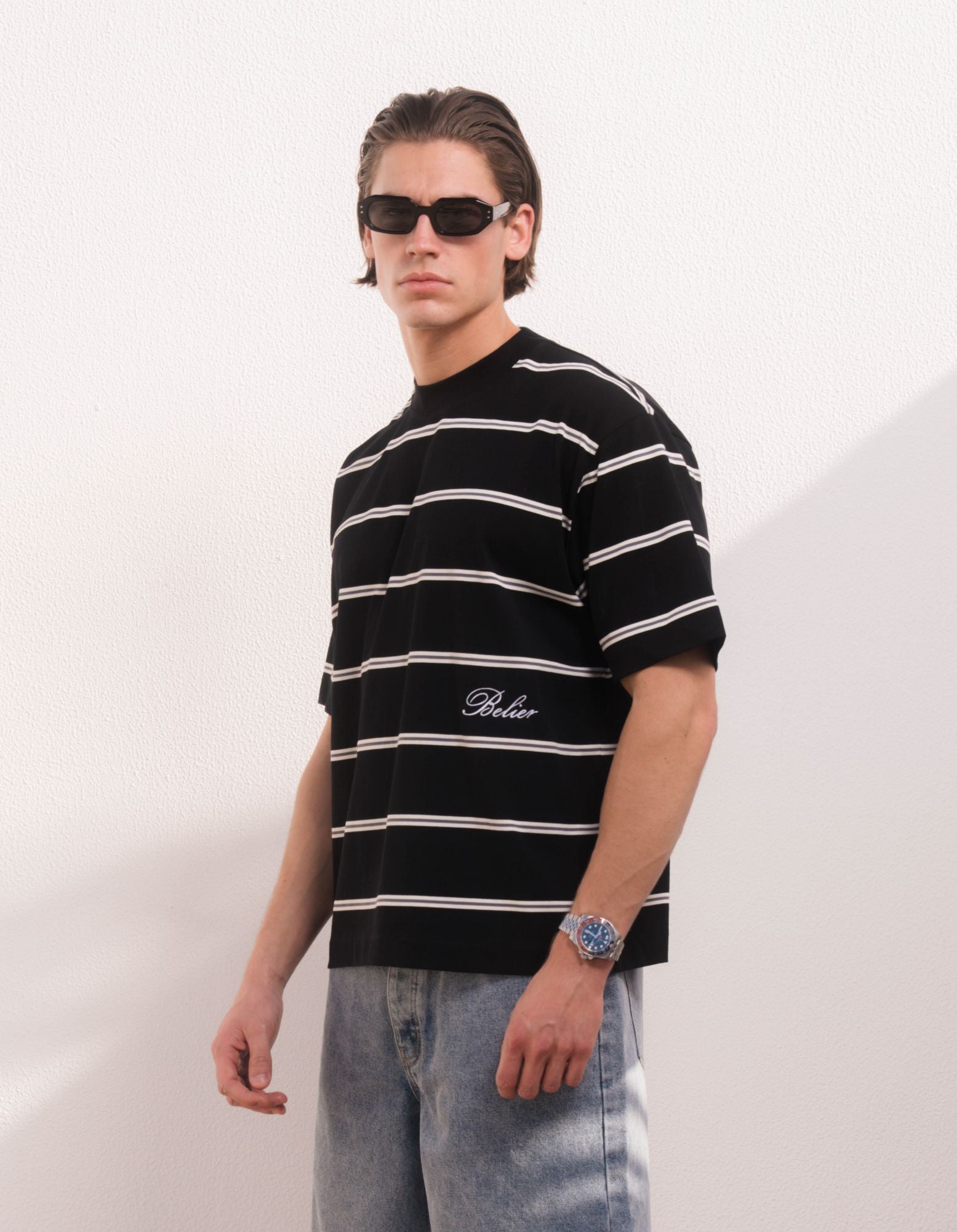 Jordan Oversized Stripe T-Shirt - Black