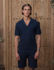 Alfonso Patterned Knit Shirt - Navy