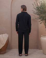 Hassan Seersucker Trouser - Black