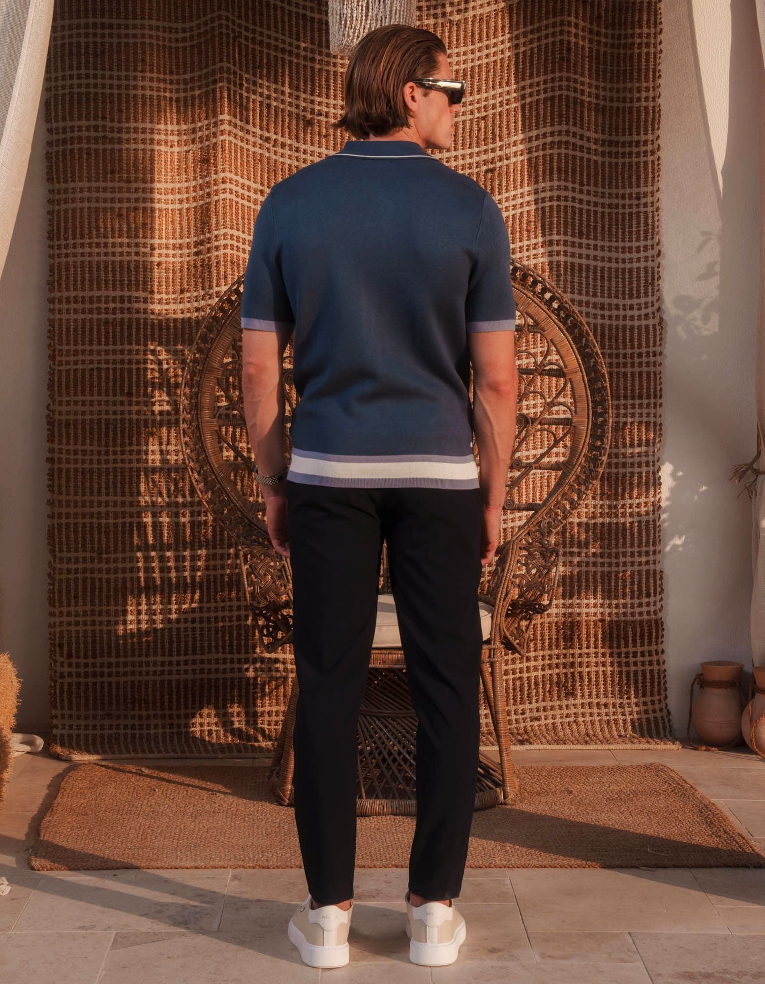 Eric Panelled Knit Shirt - Navy