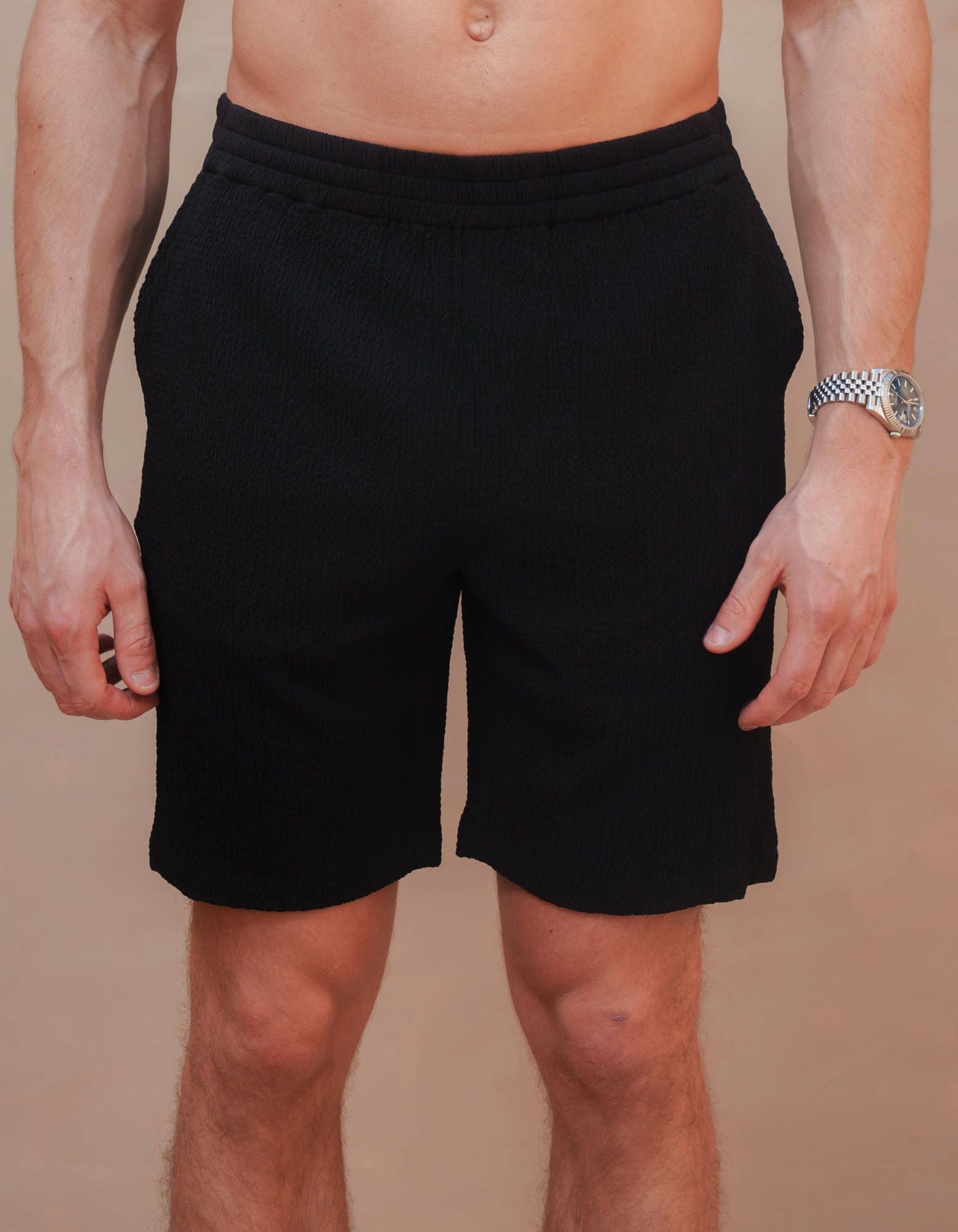 Hassan Seersucker Short - Black