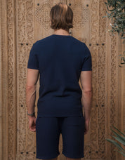 Alfonso Patterned Knit T-Shirt - Navy