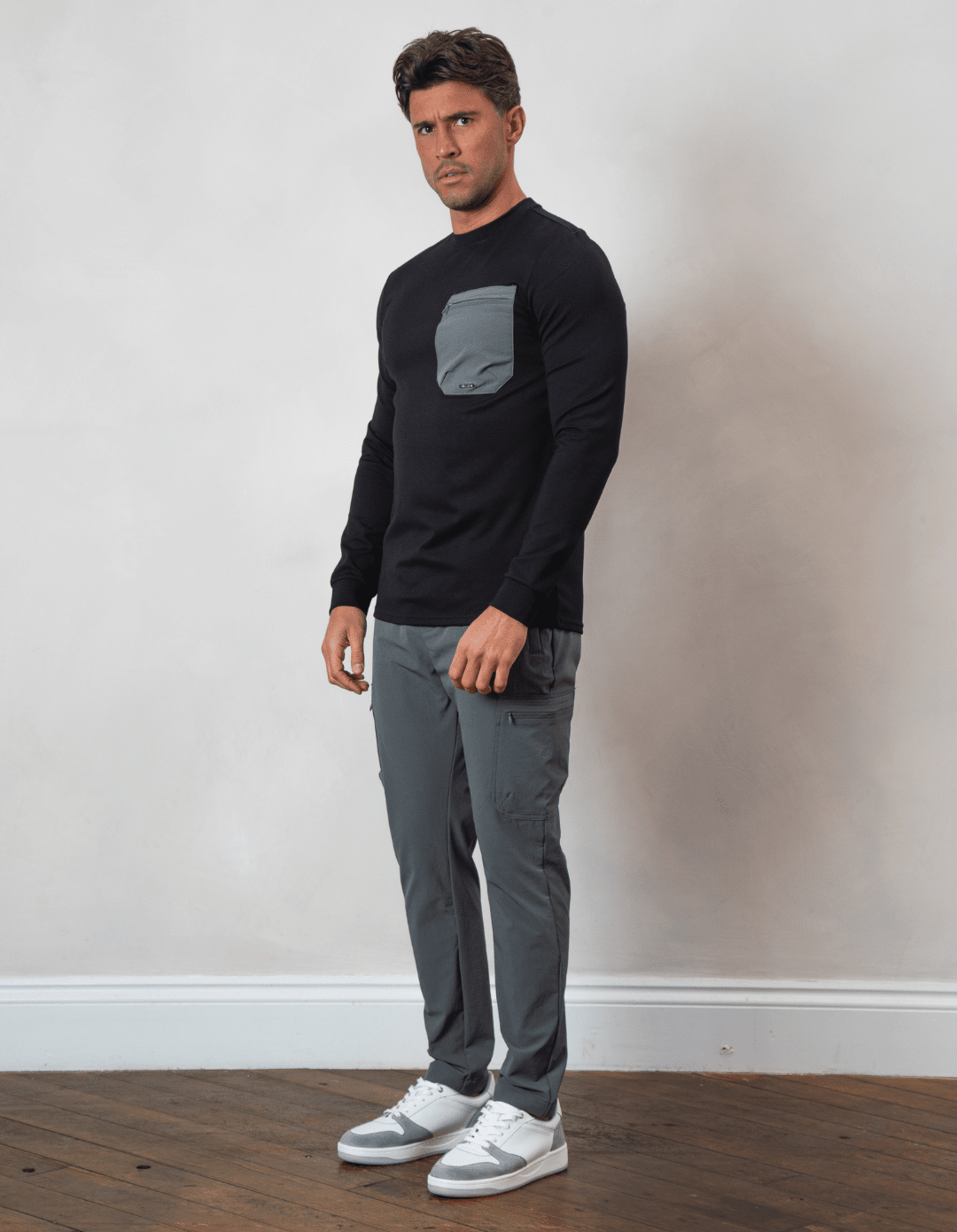 Black/Slate L/S Tech Pocket T-Shirt