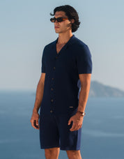 Alfonso Patterned Knit Shirt - Navy