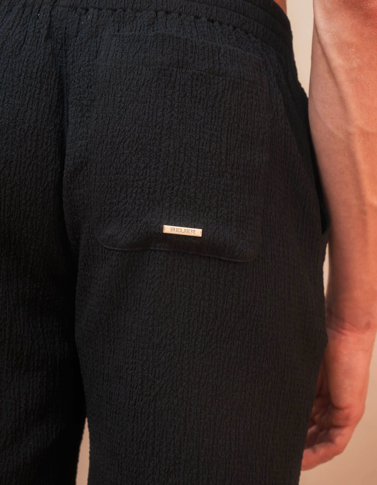 Hassan Seersucker Short - Black