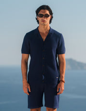 Alfonso Patterned Knit Shirt - Navy