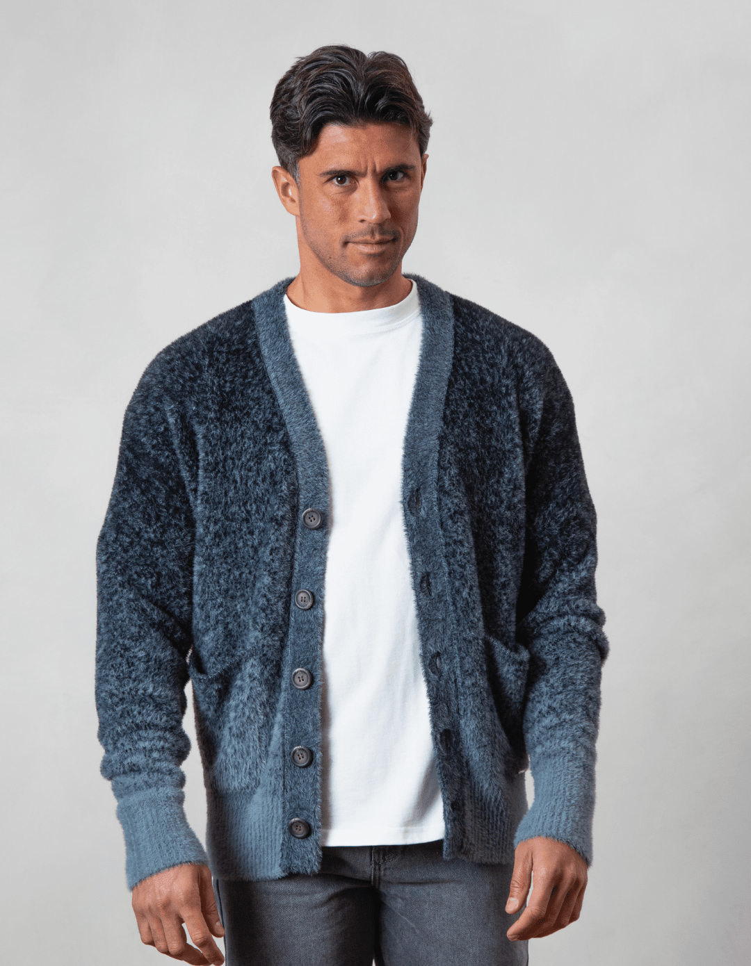 Men's Black Ombre Cardigan, Oversized Cardigan for Men