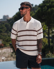 St.Tropez Crochet Polo - Ecru/Mocha