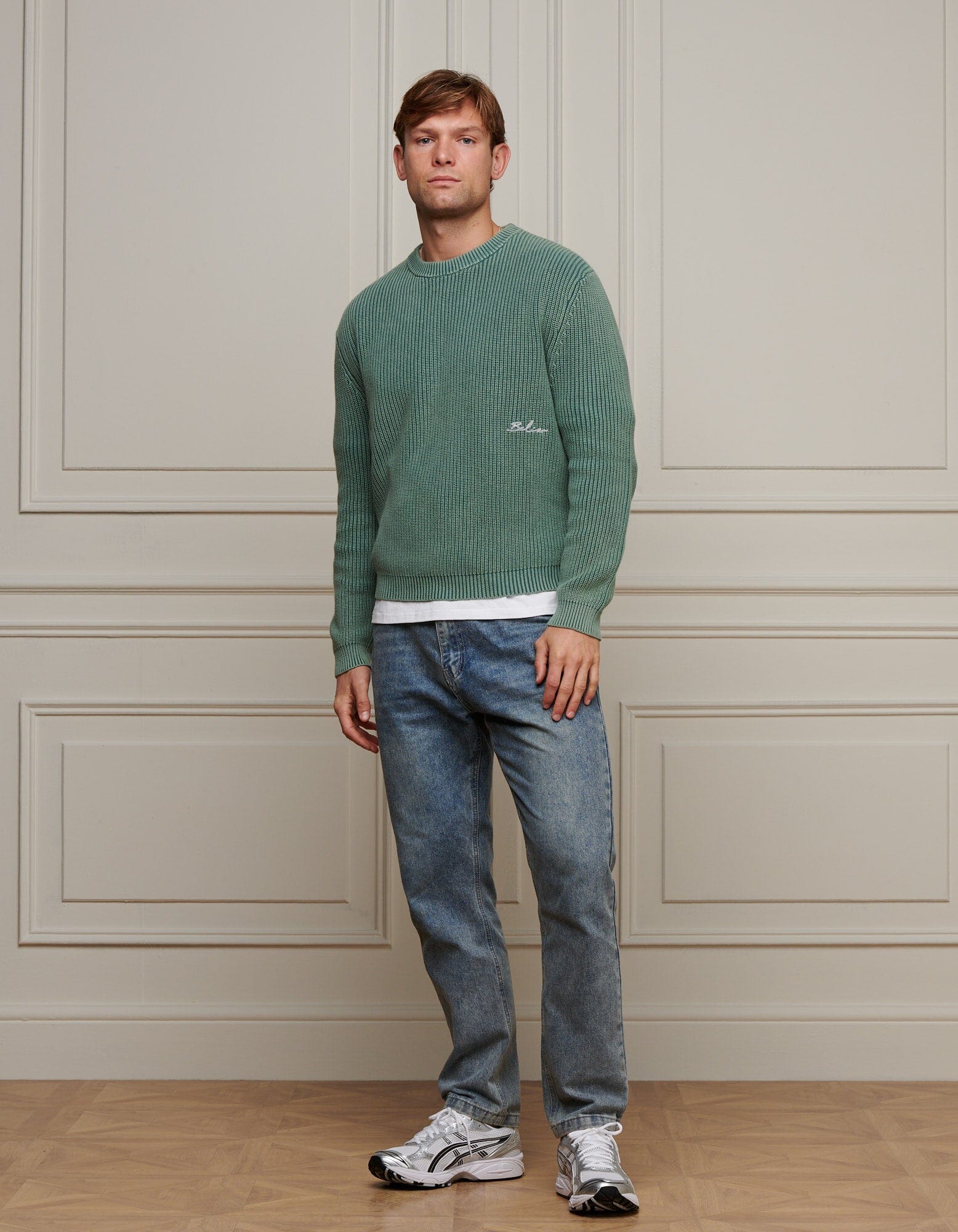 Washed Olive Heavyweight Rib Knit Jumper