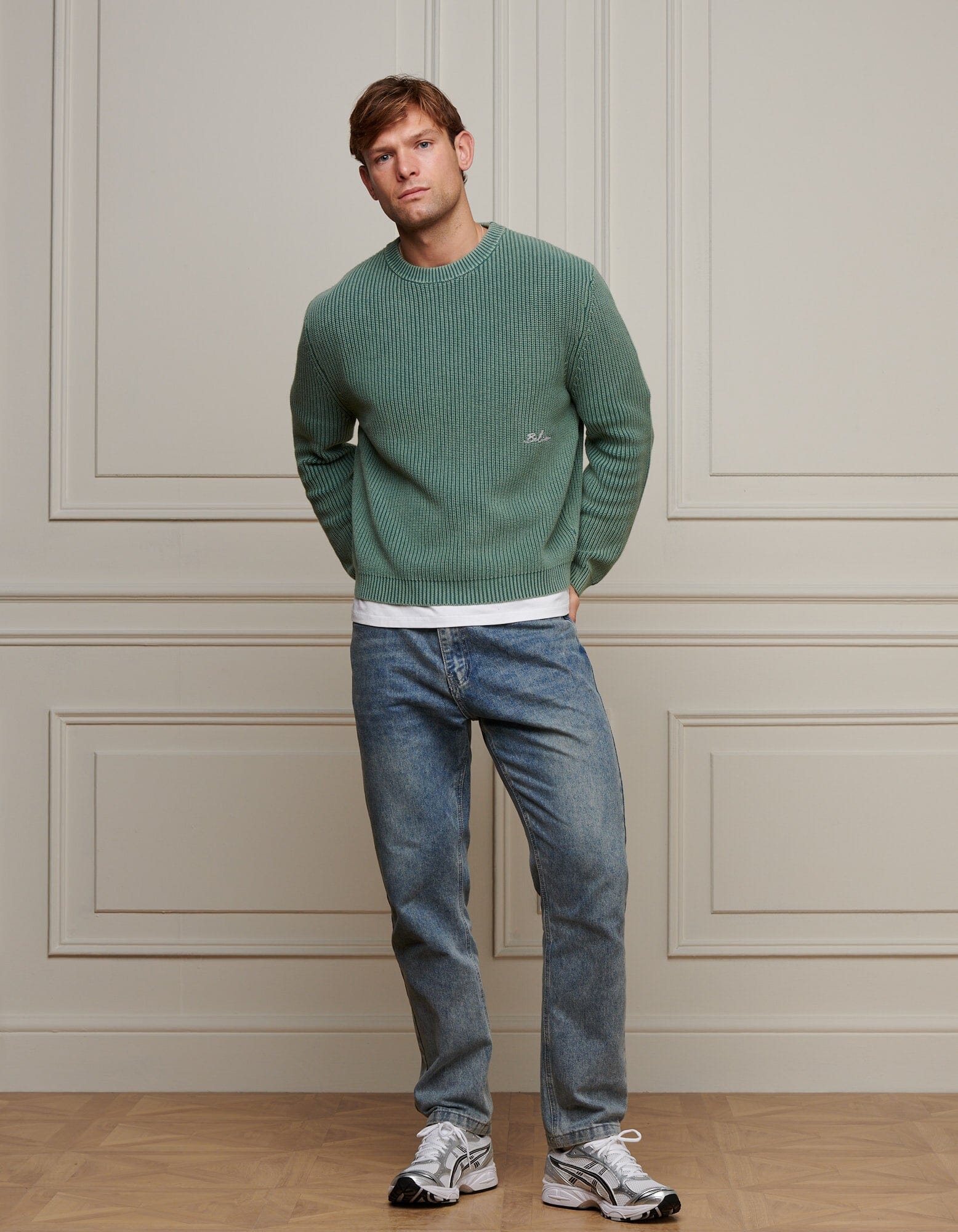 Washed Olive Heavyweight Rib Knit Jumper