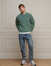 Washed Olive Heavyweight Rib Knit Jumper