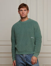 Washed Olive Heavyweight Rib Knit Jumper