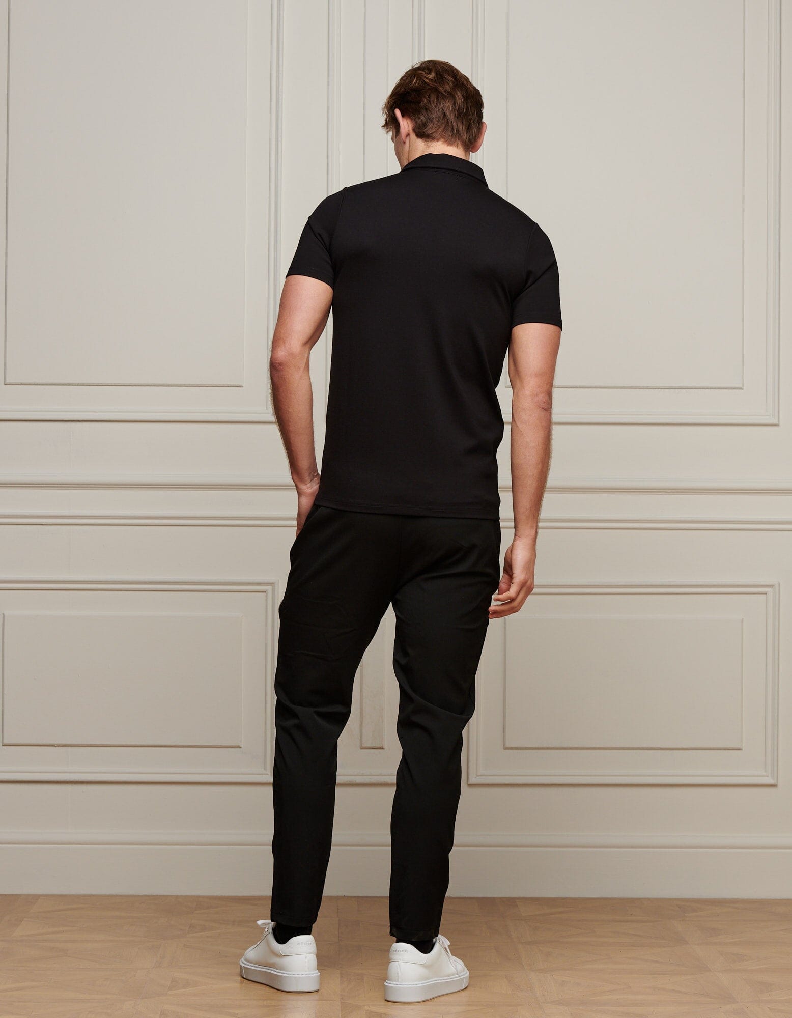 Black Premium S/S Zip Polo