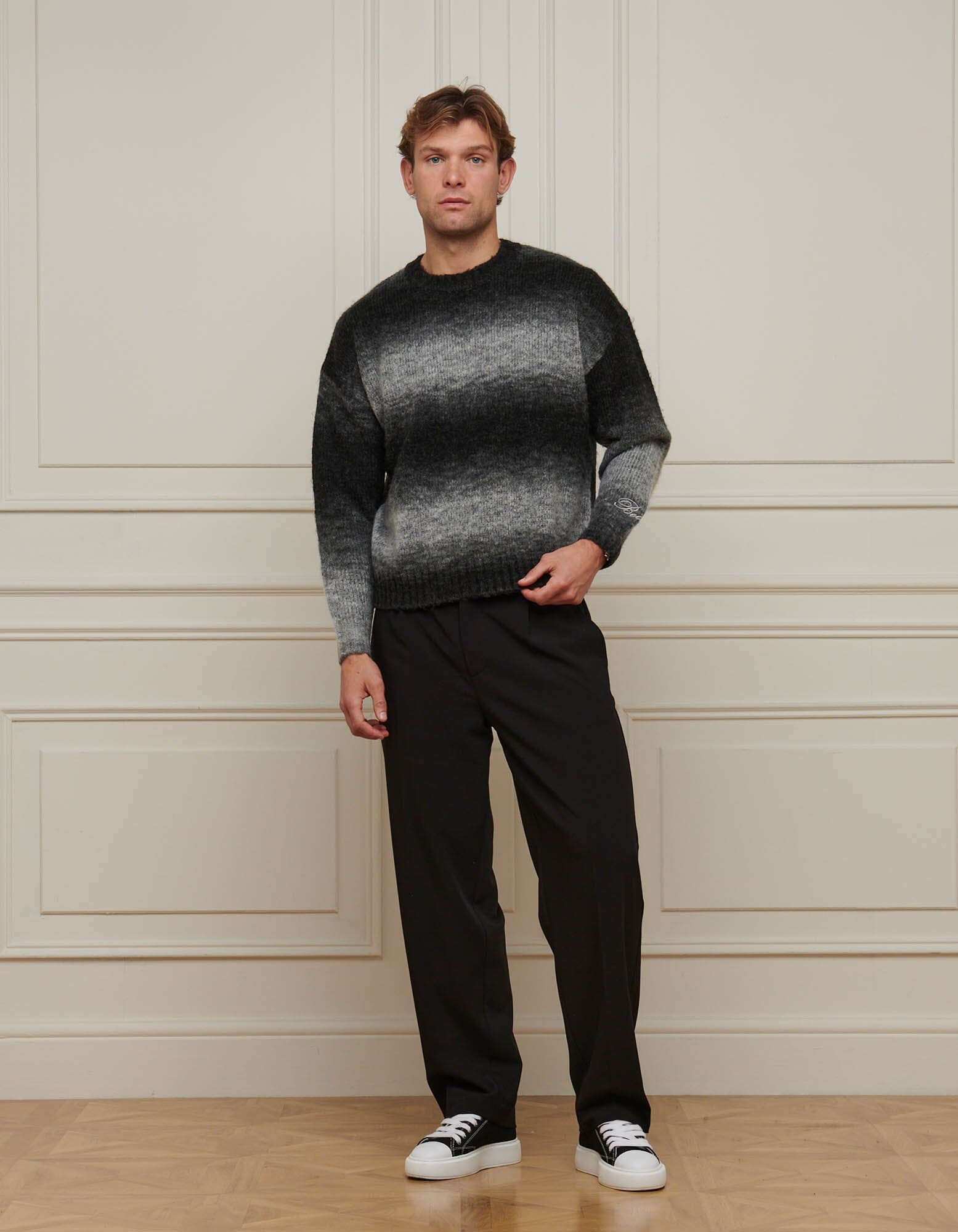 Monochrome Ombre Oversized Knit Jumper
