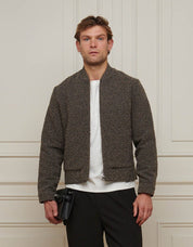 Brown Boucle Bomber Jacket