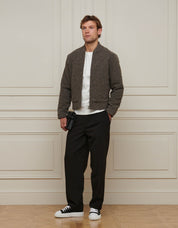 Brown Boucle Bomber Jacket