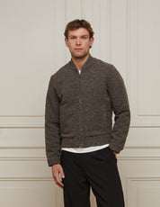 Brown Boucle Bomber Jacket