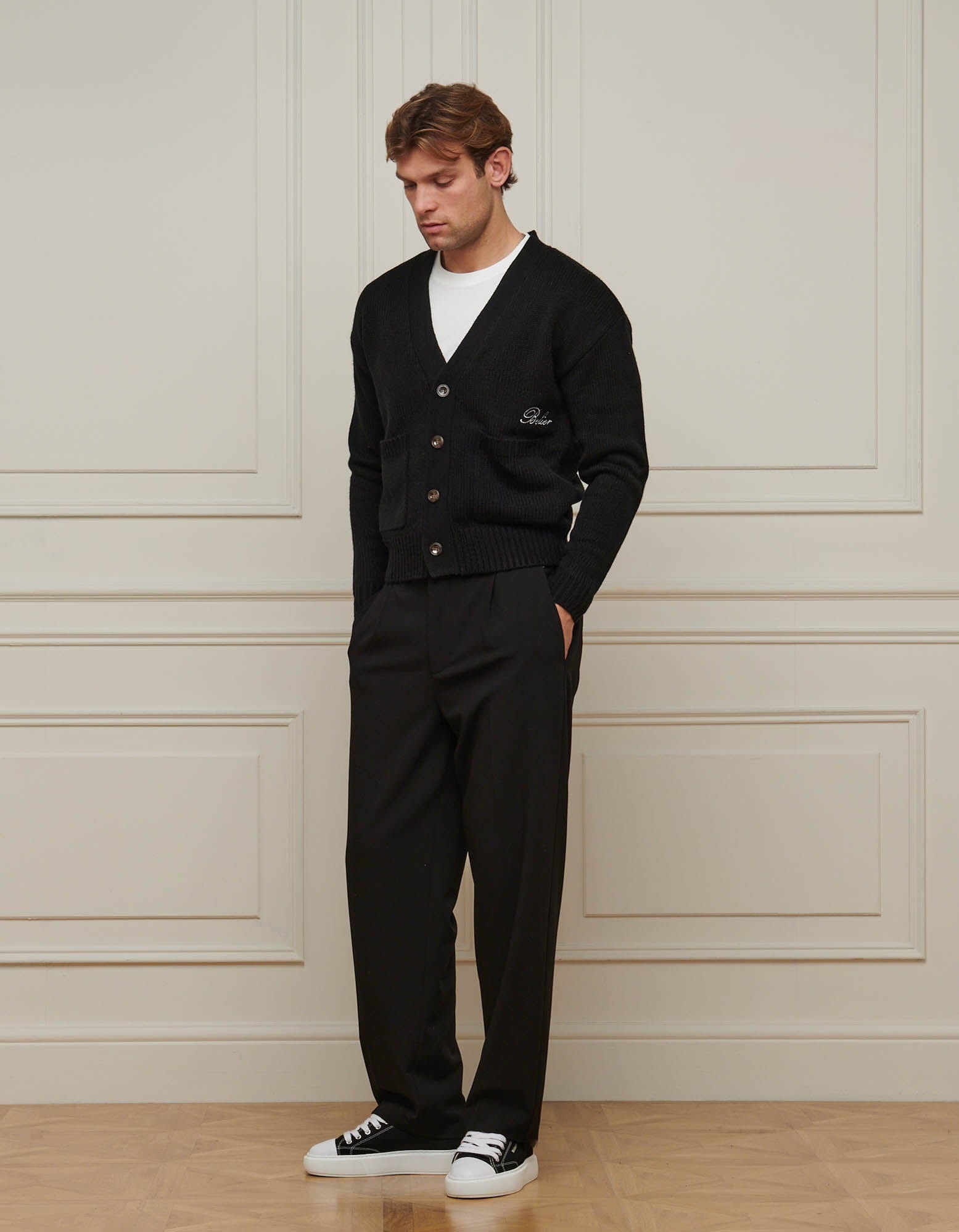 Black Relaxed Fit Knitted Cardigan