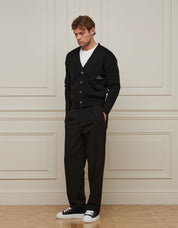 Black Relaxed Fit Knitted Cardigan