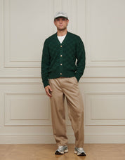 Rolex Green Basket Weave Knit Cardigan