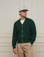 Rolex Green Basket Weave Knit Cardigan