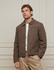 Brown Marl Wool Zip Jacket