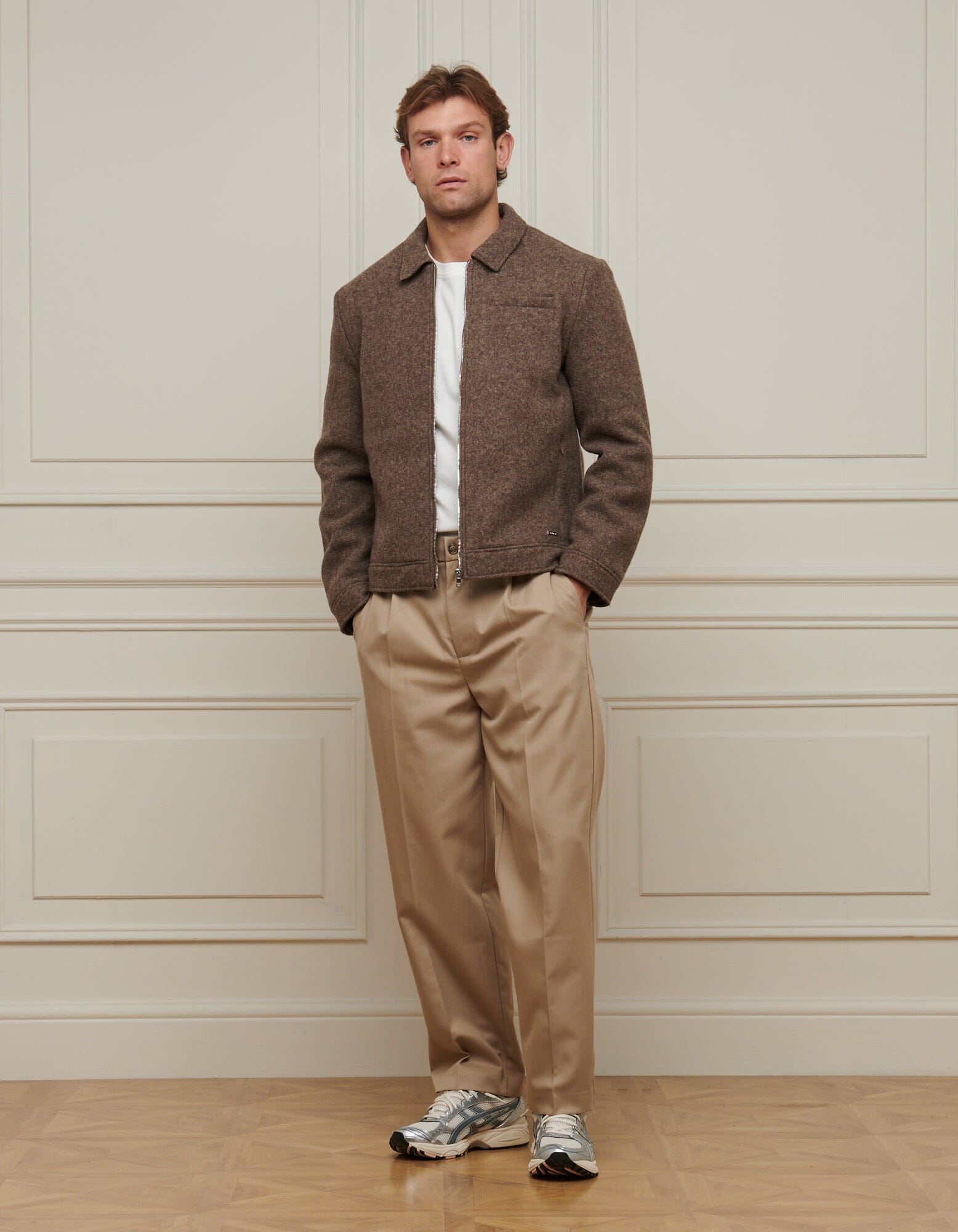 Brown Marl Wool Zip Jacket