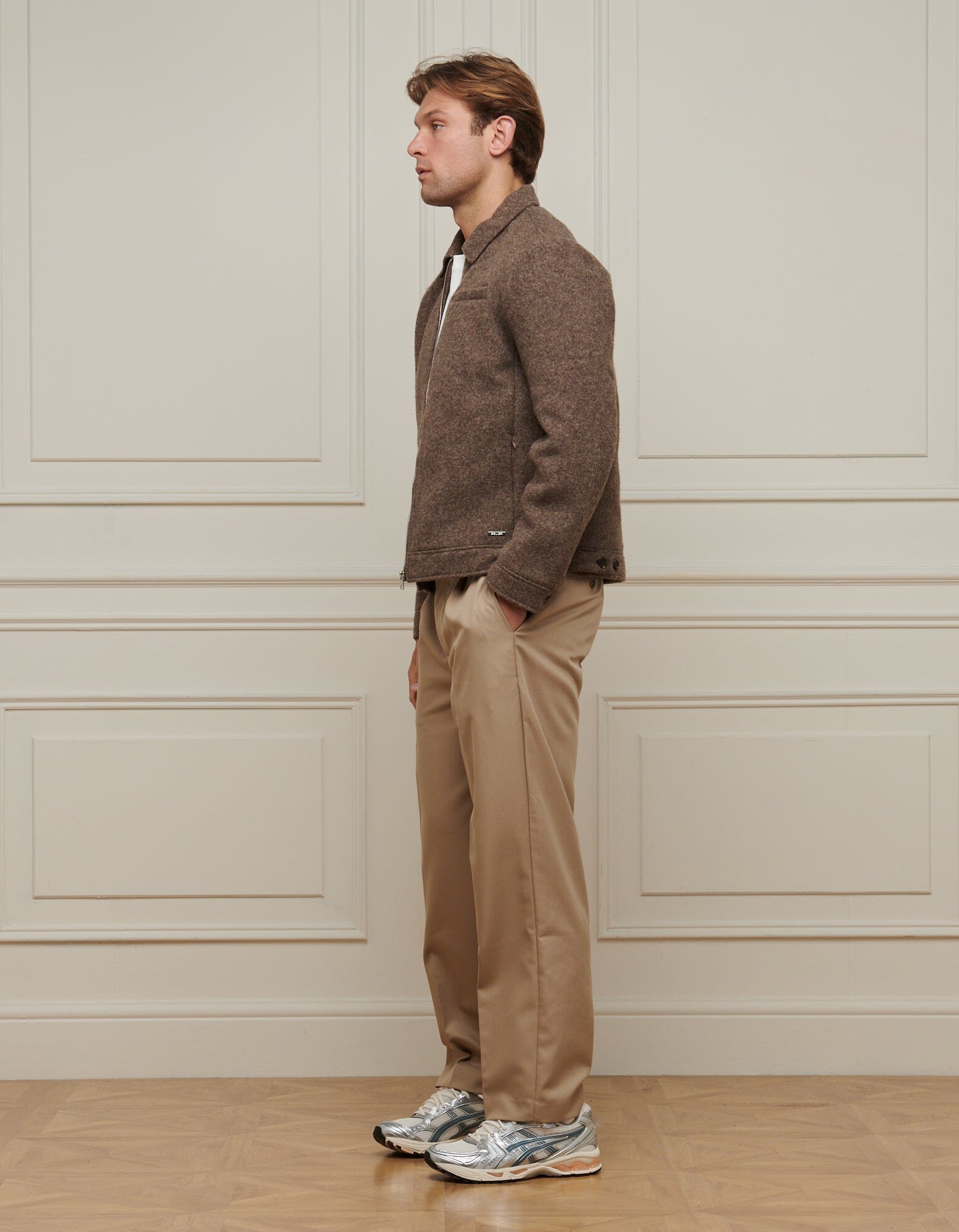 Brown Marl Wool Zip Jacket