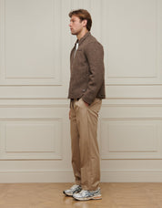 Brown Marl Wool Zip Jacket