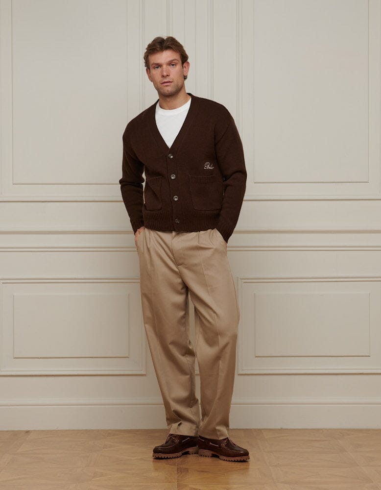 Brown Relaxed Fit Knitted Cardigan