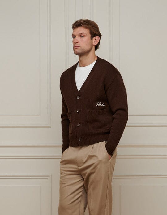 Brown Relaxed Fit Knitted Cardigan