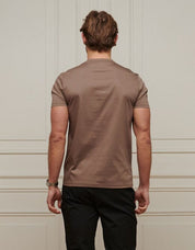 Taupe Crest Logo Embroidered Mercerised T-Shirt
