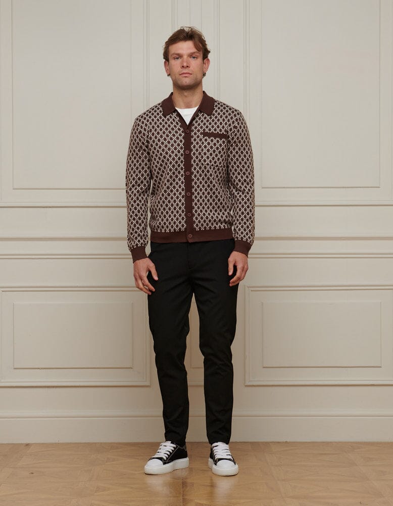 Brown Block Print Cardigan