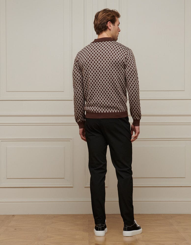 Brown Block Print Cardigan