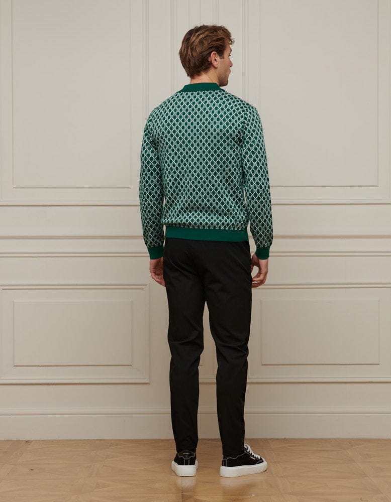 Green Block Print Cardigan