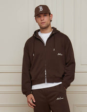 Brown Oversized Zip Through Hoodie